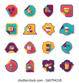 Coffee sticker flat banner background set, eps10