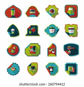 Coffee sticker flat banner background set, eps10