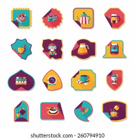 Coffee sticker flat banner background set, eps10