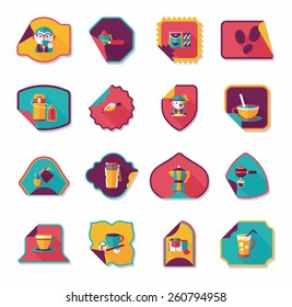 Coffee sticker flat banner background set, eps10