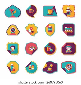 Coffee sticker flat banner background set, eps10
