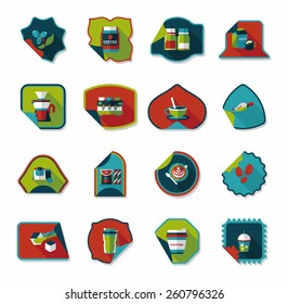Coffee sticker flat banner background set, eps10