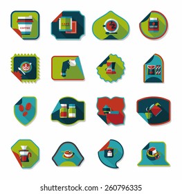 Coffee sticker flat banner background set, eps10