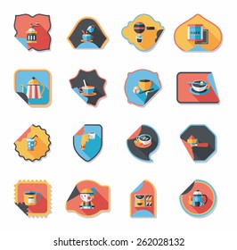 Coffee sticker flat banner background set, eps10