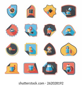 Coffee sticker flat banner background set, eps10