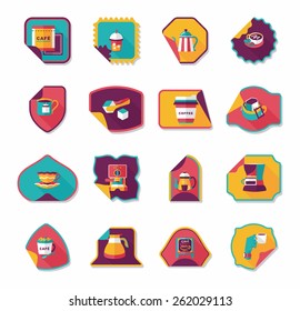 Coffee sticker flat banner background set, eps10
