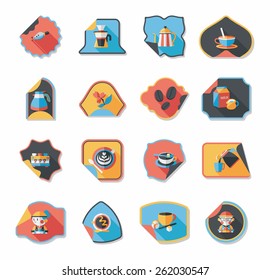 Coffee sticker flat banner background set, eps10