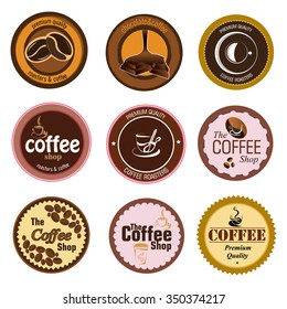 Coffee sticker on the dark background