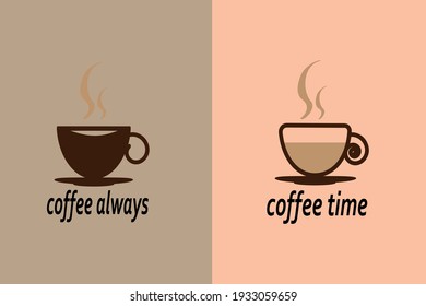 coffee sticker on a light background. black with milk coffee