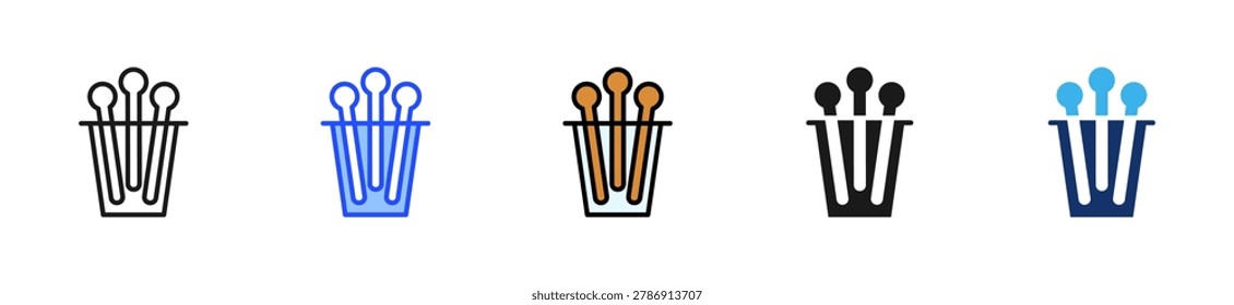 Coffee Stirrers Icon Collection With Multiple Styles
