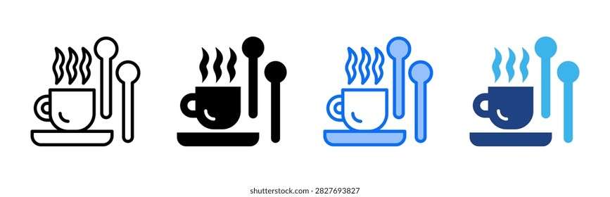 Coffee Stirrers icon set multiple style collection