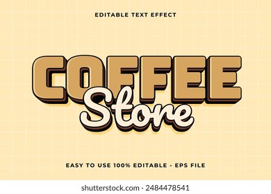 coffee store 3d editable vector text effect. trendy style text effect