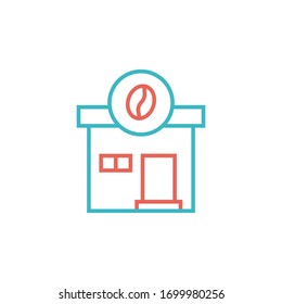 coffee store icon vector illustration two color line style design. isolated on white background