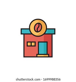 Vektorillustration-Illustration des Kaffeehauses mit Umriss-Design. einzeln auf weißem Hintergrund