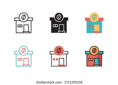 coffee store icon vector illustration with six different style design. isolated on white background