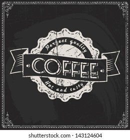 coffee store seal with retro classical styled design chalk typing classic group coffee black background scene edge pile sign dark business fancy burning letterpress set vintage best art classical qual