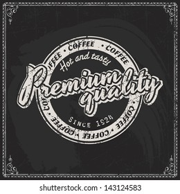 coffee store sticker with retro classic styled design chalk printing classical union coffee black background scene edge stack mark darkness contract fancy burning set old-fashioned best science tradit