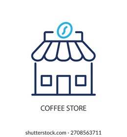 Iconos de línea delgada de la tienda de café. Ilustración vectorial original.