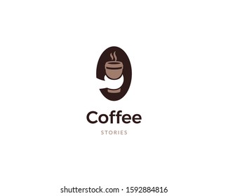 Coffee stories logo design. Coffee shop logo design template. Coffee house vector logotype