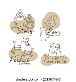 Coffee Story Doodle Logo Vector