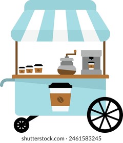 Coffee Street Cart With Espresso Machine, Coffee Grinder and Disposable Cups
