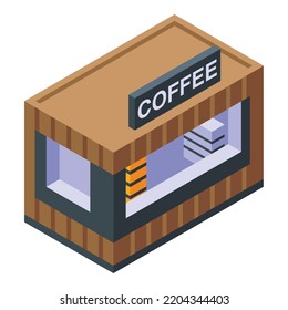 Coffee street cart icon. Isometric of coffee street cart vector icon for web design isolated on white background
