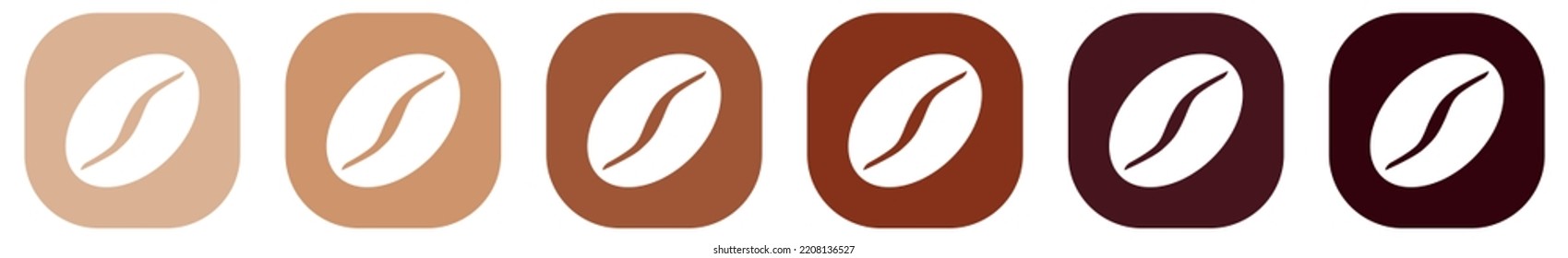 Coffee strength scale, different colour beans to show intensity or roast