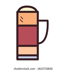 Coffee striped bottle line and fill style icon design of time drink breakfast beverage shop morning store aroma and caffeine theme Vector illustration