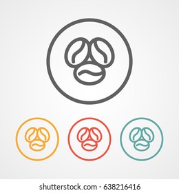 coffee stroke line logo icon with various color