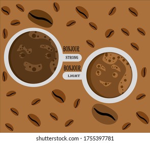 COFFEE FUERTE LUZ La imagen se puede usar en el diseño interior de cafés, restaurantes, diseño de empaque de café, en la fabricación de textiles.