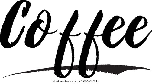 Coffee  Stylish Lettering Brush Calligraphy Text