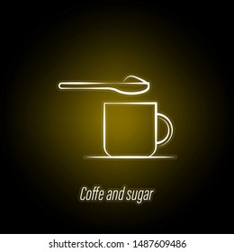coffee and sugar hand draw neon icon. Element of coffee illustration icon. Signs and symbols can be used for web, logo, mobile app, UI, UX