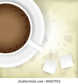 Coffee and sugar on dirty paper