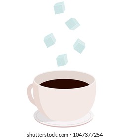 Coffee and sugar vector. sugar drop vector. free space for text. wallpaper. background.