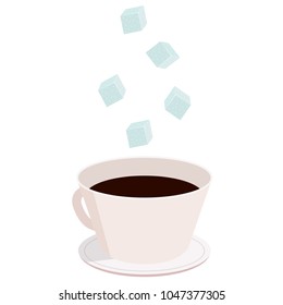 Coffee and sugar vector. sugar drop vector. free space for text. wallpaper. background.