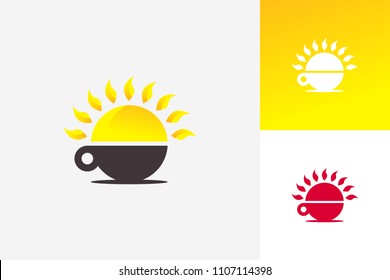 Coffee And  Sun Logo Template Design Vector, Emblem, Design Concept, Creative Symbol, Icon