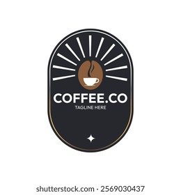 Coffee with sunrise. Coffee morning, cafe logo illustration design template