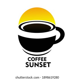 coffee sunset logo inspiration vector 