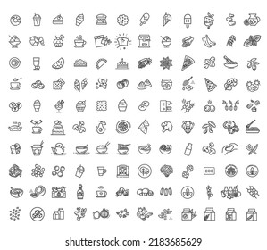 Coffee and sweet food vector icons. Vegan icons