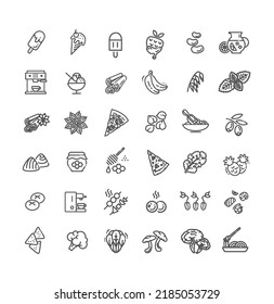 Coffee and sweet food vector icons. Vegan icons