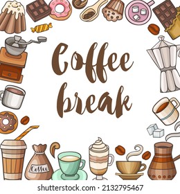 Coffee and sweets on a white background. Vector illustration