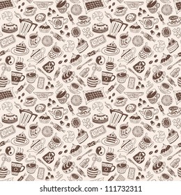 coffee and sweets seamless background