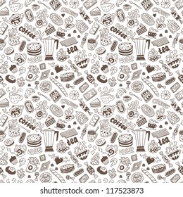 coffee and sweets - seamless background