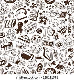 coffee  and sweets - seamless background