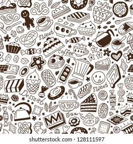 coffee  and sweets - seamless background