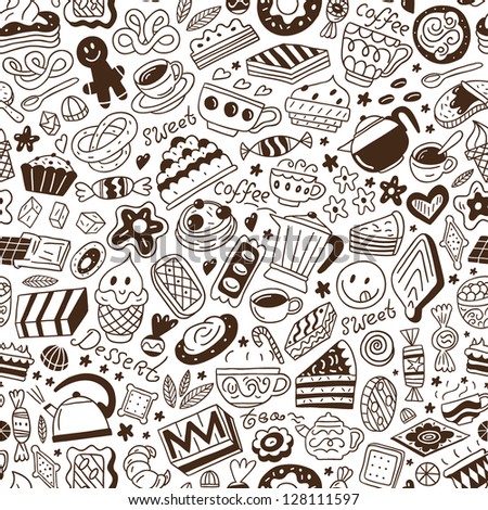 coffee  and sweets - seamless background