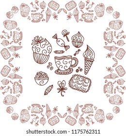 Coffee and sweets. Vector illustration