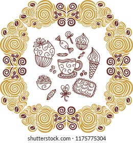 Coffee and sweets. Vector illustration