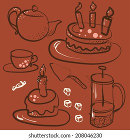 Coffee and sweets vector illustration