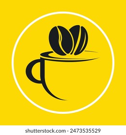 Coffee symbol abstract beautiful yellow background vector illustration design